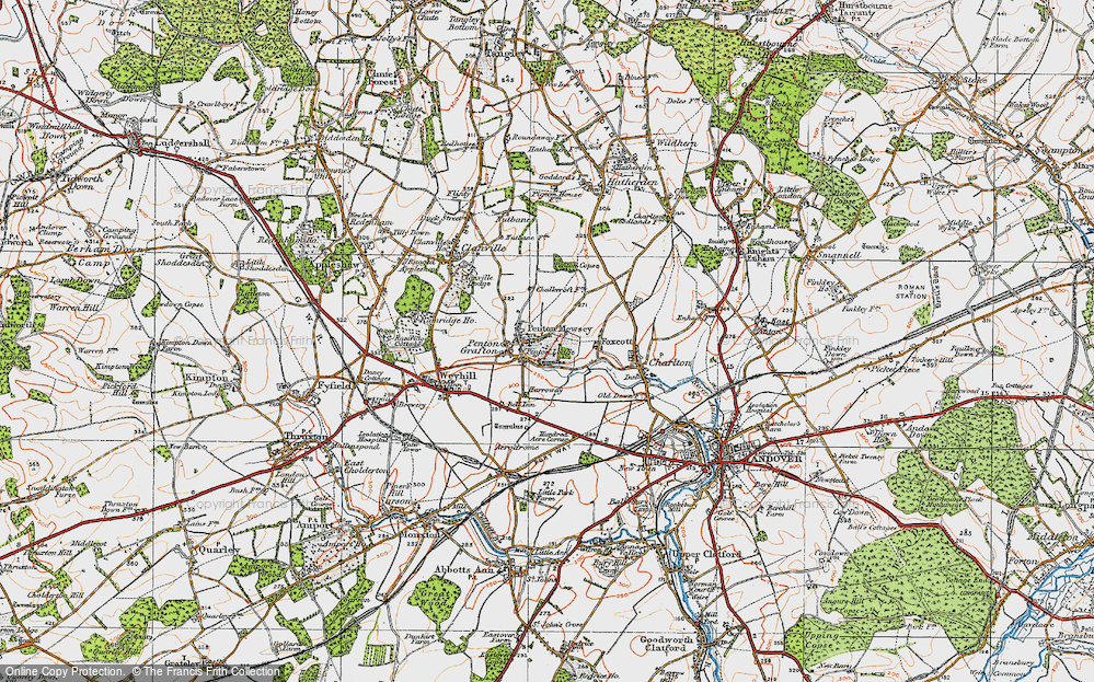 Old Map of Historic Map covering Foxcotte in 1919