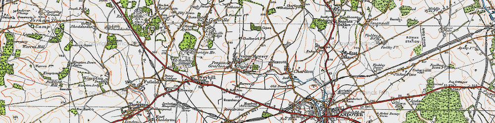 Old map of Penton Mewsey in 1919