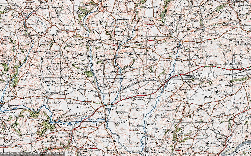 Old Map of Historic Map covering Bryntowyn in 1922