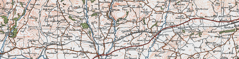 Old map of Lanygors in 1922