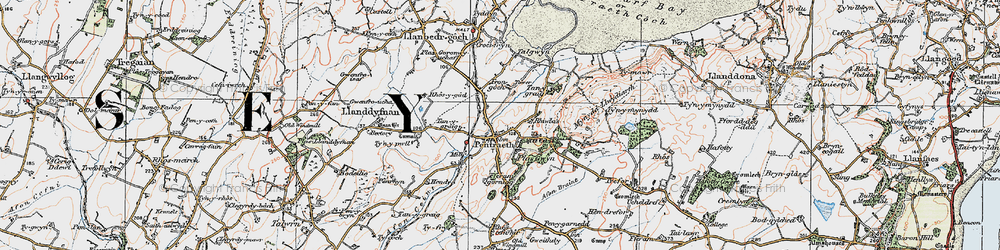 Old map of Afon Nodwydd in 1922