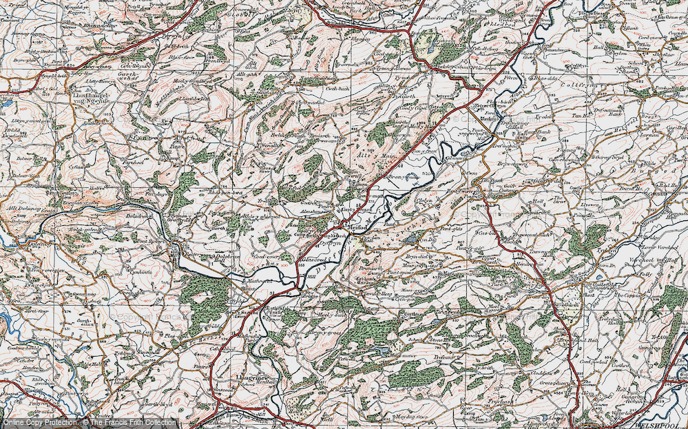 Old Map of Historic Map covering Big Forest in 1921