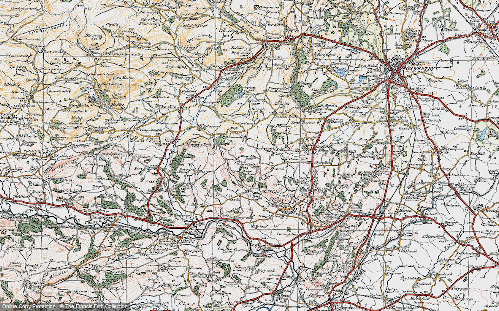 Old Map of Pentre, 1921 in 1921