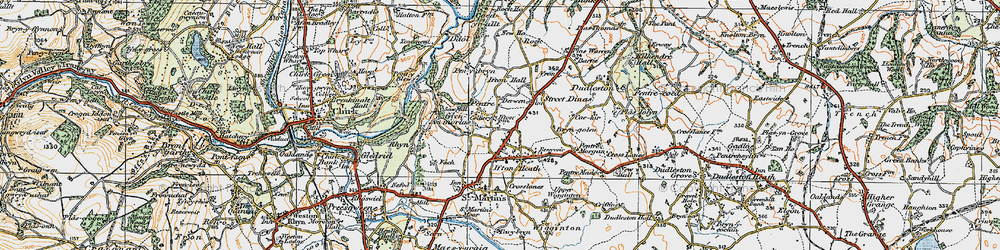 Old map of Pentre in 1921