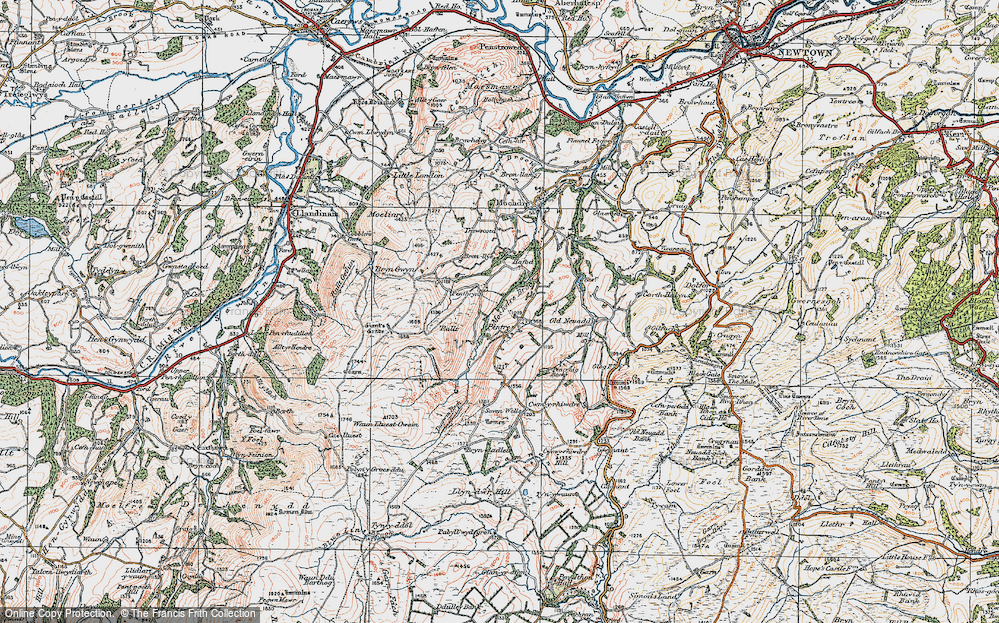 Old Map of Historic Map covering Bryn Llyndwr in 1921