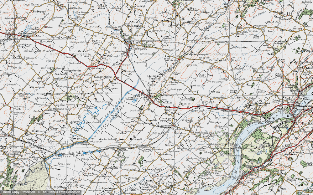 Old Map of Historic Map covering Tyddyn Mawr in 1922