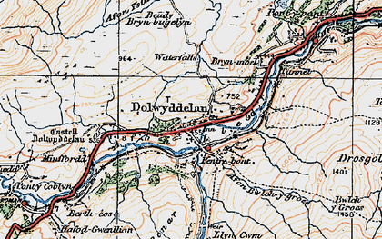 Old map of Afon Ystumiau in 1922