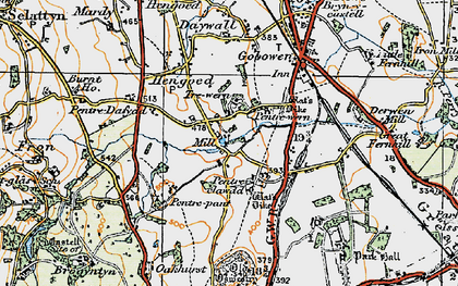 Old map of Pentre-clawdd in 1921