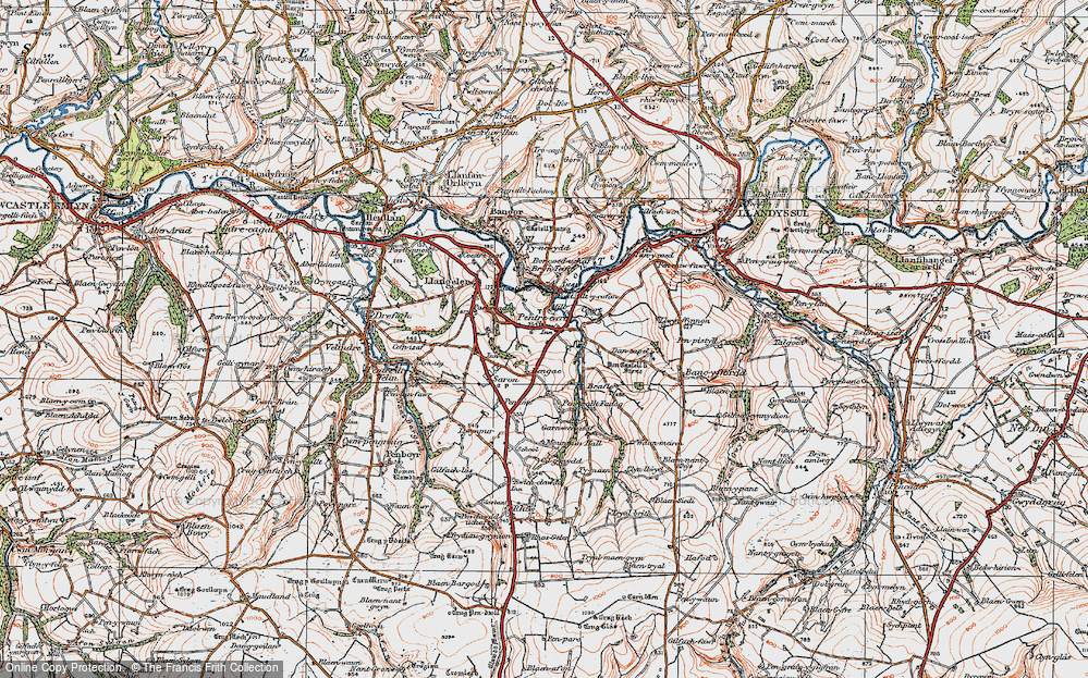 Old Map of Pentre-cwrt, 1923 in 1923