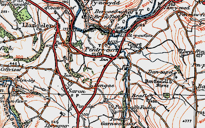 Old map of Pentre-cwrt in 1923