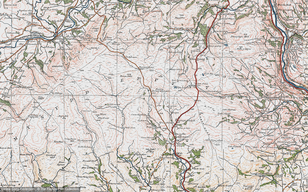 Old Map of Pentre Dolau Honddu, 1923 in 1923