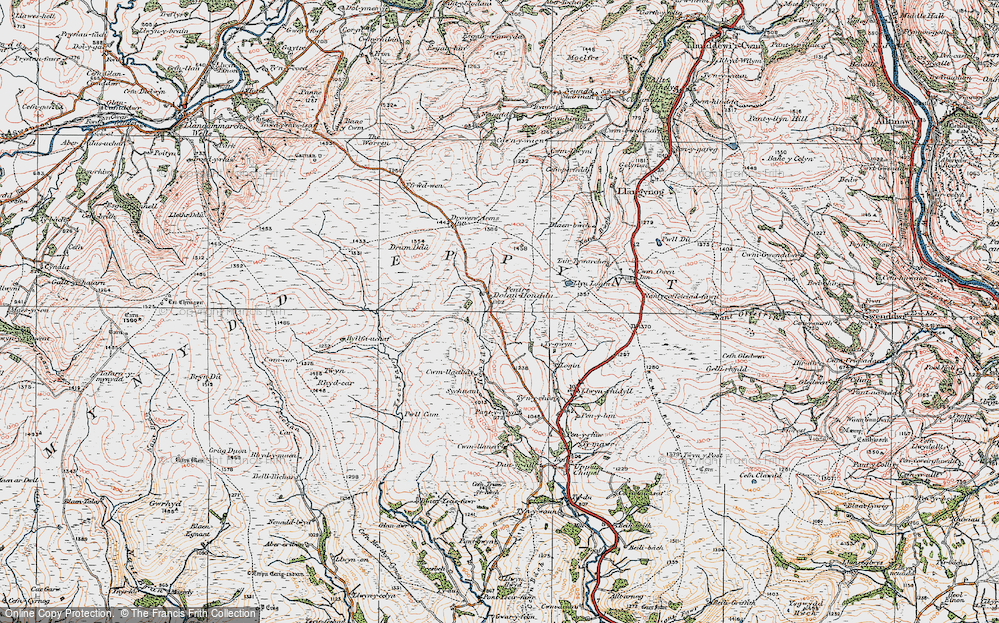 Old Map of Historic Map covering Ysgir Fawr in 1923