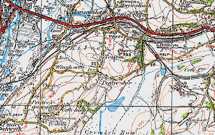 Old map of Pentre-dwr in 1923