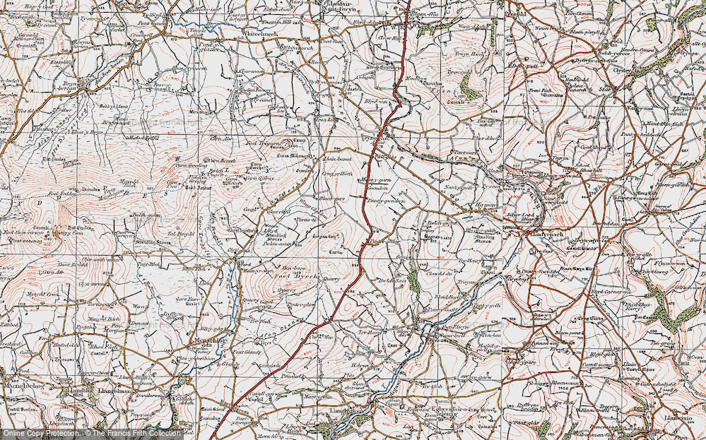 Old Map of Historic Map covering Blaen-gors in 1922