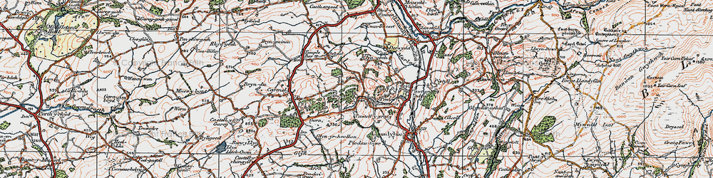 Old map of Derwydd in 1923
