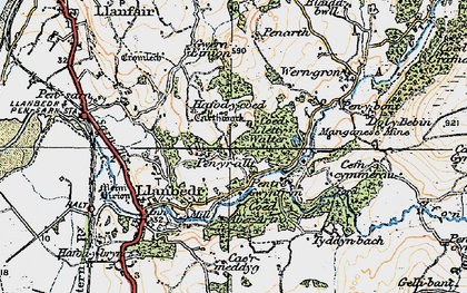 Old map of Pentre Gwynfryn in 1922