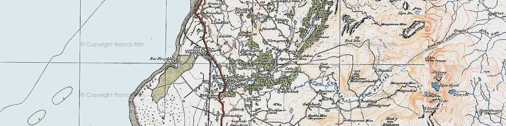 Old map of Pentre Gwynfryn in 1922