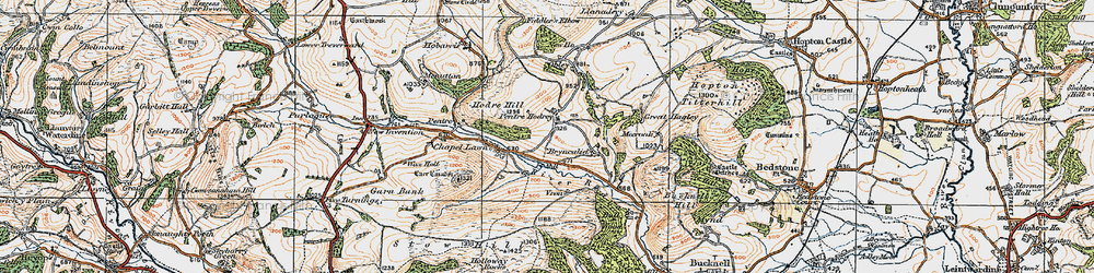 Old map of Pentre Hodre in 1920