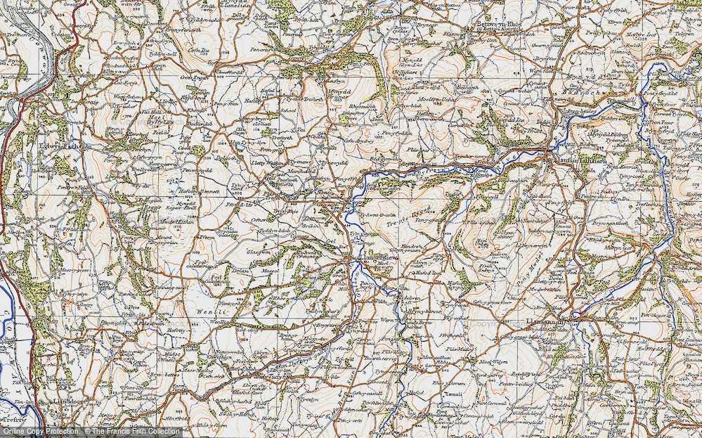 Old Map of Historic Map covering Bryn-yr-aur in 1922