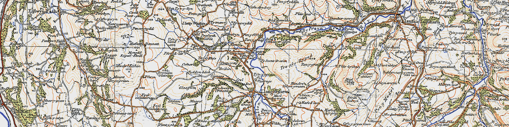 Old map of Tyn-y-caeau in 1922