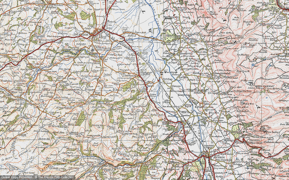 Old Map of Pentre Llanrhaeadr, 1922 in 1922
