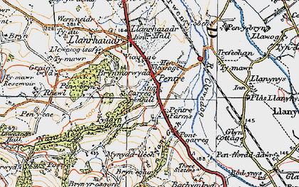 Old map of Pentre Llanrhaeadr in 1922