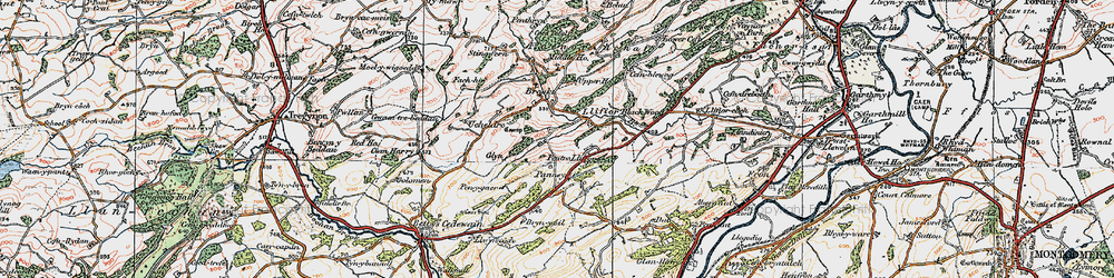 Old map of Pentre Llifior in 1921