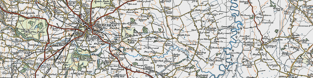 Old map of Wrexham Industrial Estate in 1921