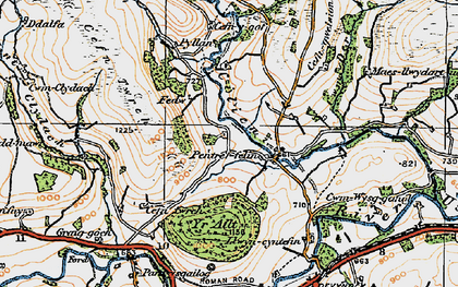 Old map of Pentre'r-felin in 1923