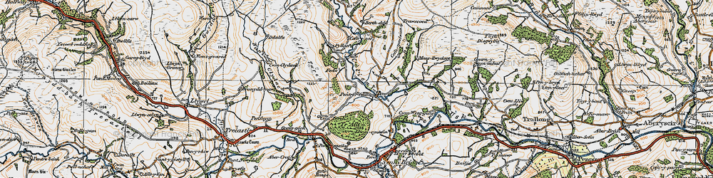 Old map of Pentre'r-felin in 1923