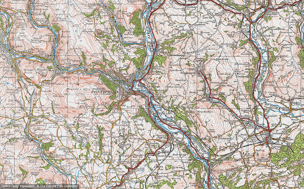 Old Map of Pentrebach, 1922 in 1922