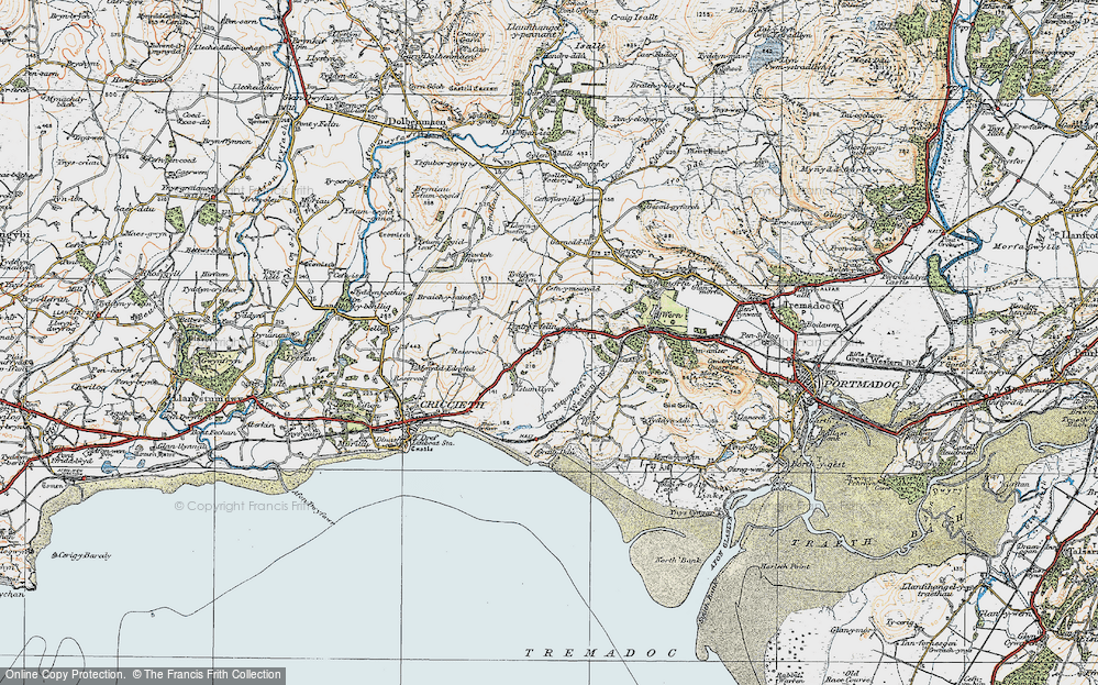 Old Map of Historic Map covering Braich-y-saint in 1922