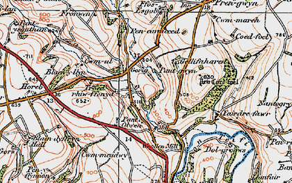 Old map of Pentrellwyn in 1923