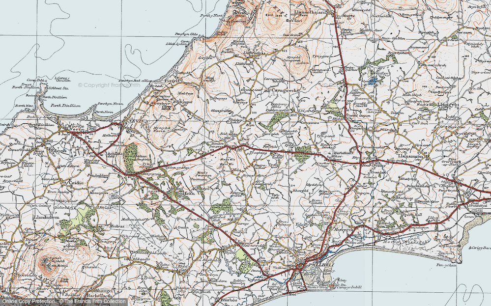 Old Map of Historic Map covering Bryn Rodyn in 1922