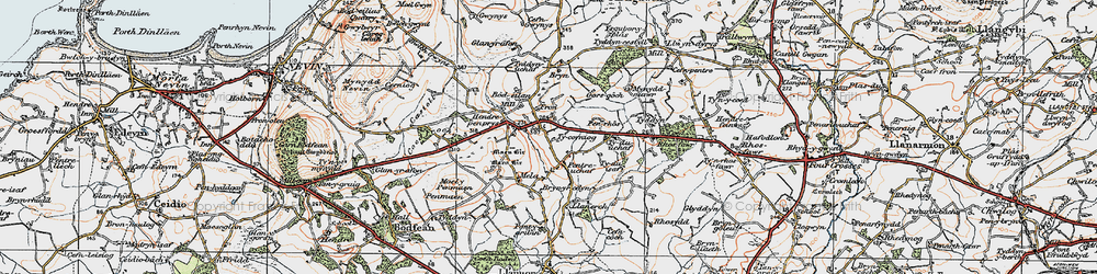 Old map of Bryn Rodyn in 1922