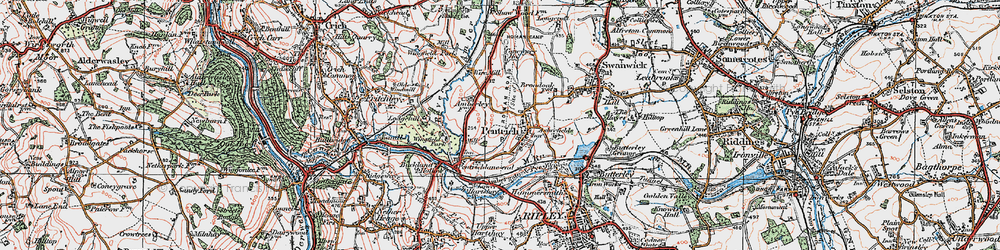 Old map of Pentrich in 1921