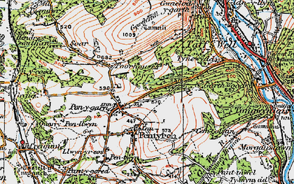 Old map of Pentyrch in 1919