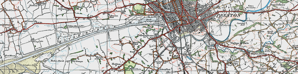 Old map of Penwortham in 1924