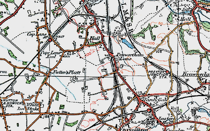 Old map of Penwortham Lane in 1924