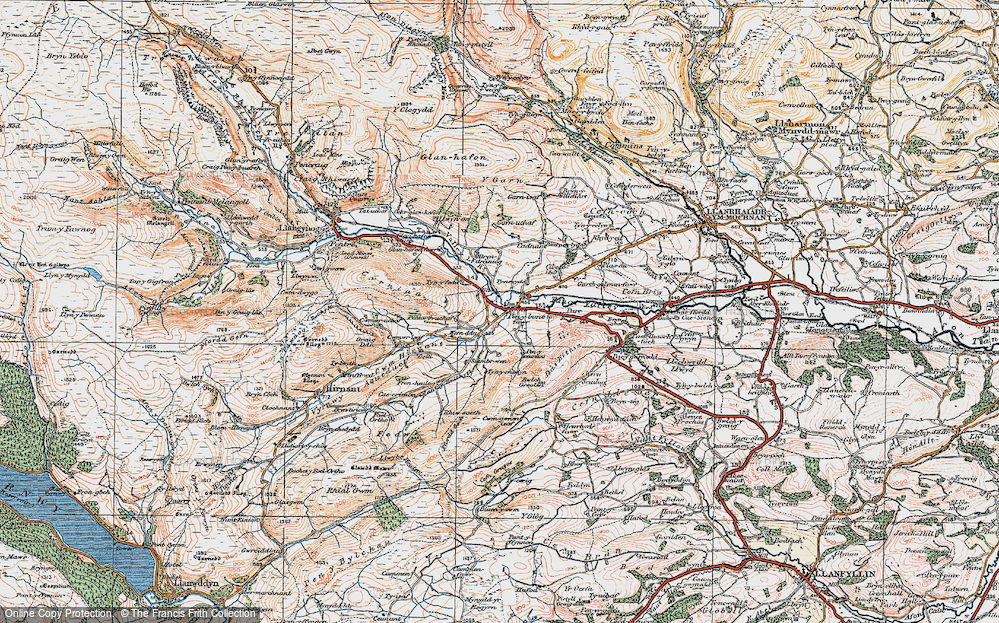 Old Map of Historic Map covering Arllen-Fawr in 1921