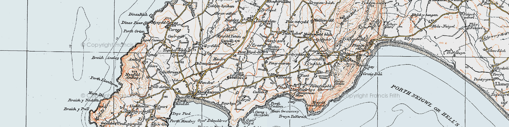 Old map of Penycaerau in 1922