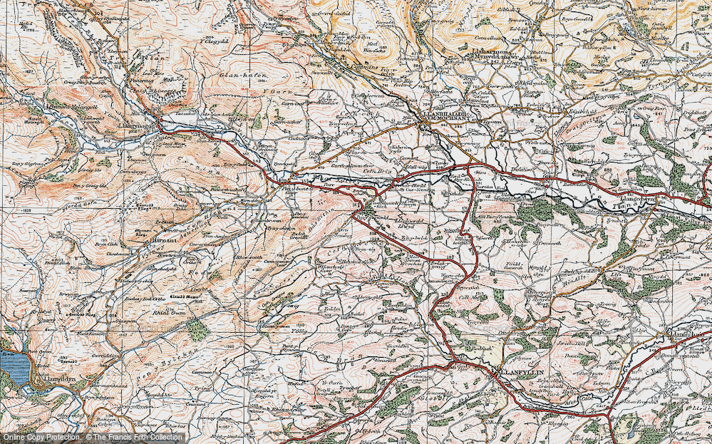 Old Map of Historic Map covering Rhosfawr in 1921