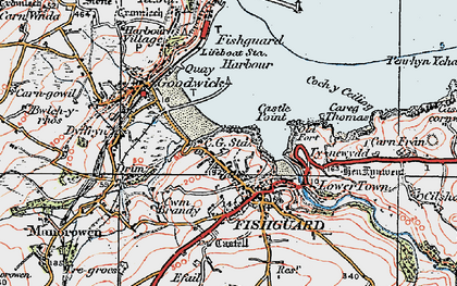 Old map of Fishguard Harbour in 1923