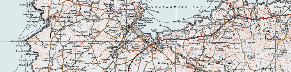 Old map of Fishguard Harbour in 1923