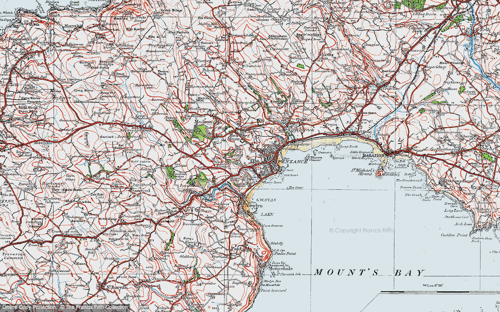 Old Map of Penzance, 1919 in 1919