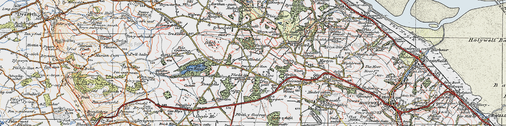 Old map of Per-ffordd-llan in 1924