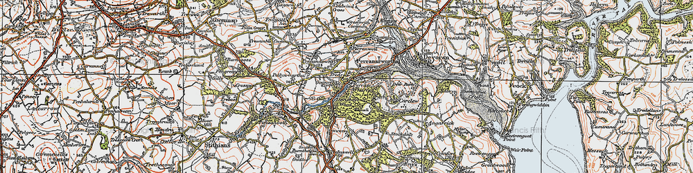 Old map of Perranarworthal in 1919