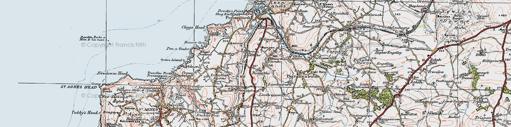 Old map of Perrancoombe in 1919