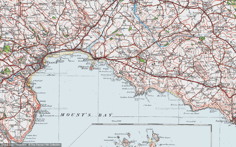 Old Map of Historic Map covering Basore Point in 1919