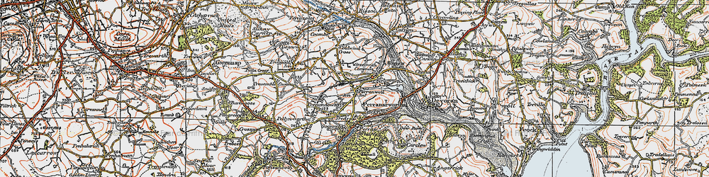 Old map of Perranwell in 1919